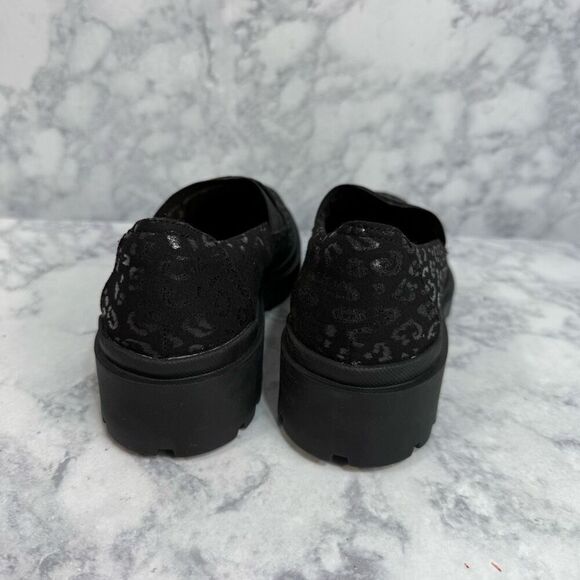 Clarks Black Leopard Print Loafers - Picture 6 of 8